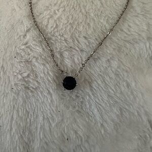 Elegant Silver Necklace with Blue Pendant. 18” chain.